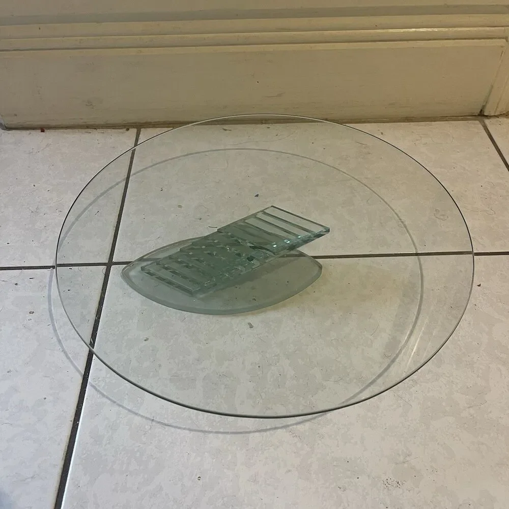 Vintage Clear Glass Cake Stand Plate Round Wedding Party Dessert Party Lite 14